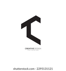 Letra T C forma única moderna arte de línea inicial logotipo