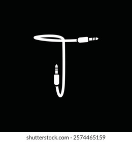 Letter T Cable Jack Logo Design Vector Icon Graphic Symbol Illustration