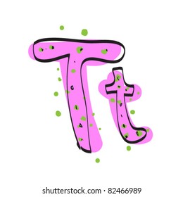 Letter T from candy alphabet. Vector illustration