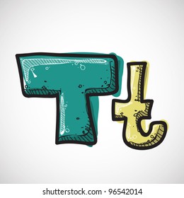 Letter T from candy alphabet. Vector illustration