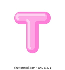 Letter T candy font. Caramel alphabet. lollipop lettering. Sweet ABC sign