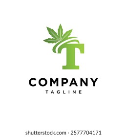 Letter T Cannabis Logo Icon Vector