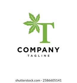 Letter T Cannabis Logo Icon Vector