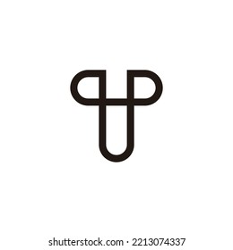 Letter T capsule, outline geometric symbol simple logo vector