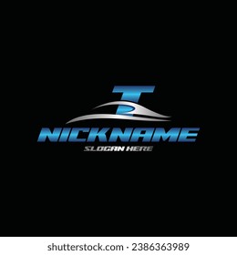 Letter T Car Auto logo design, Sport Car Logo template. Automotive, Car logo icon, vector illustration on a black background.