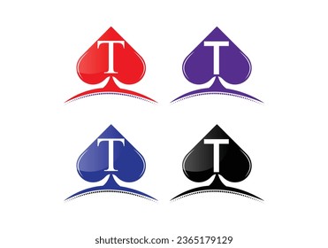 Letter T Casino Logo Design Vector Template . Poker Casino Vegas Logo Template