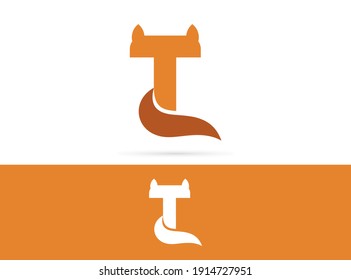 Letter T cat logo design. Vector combination of animals and letter