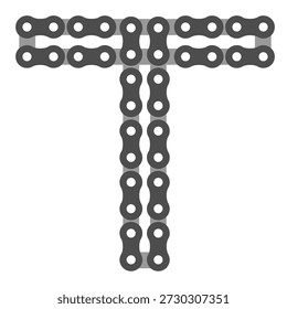 Letter T chains clip art vector illustration printable and digital use. Chain clip art for mechanical purpose