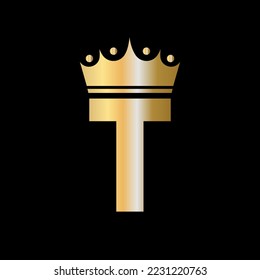 Letter T Charity Crown Logo Design With Unit Symbol Vector Template