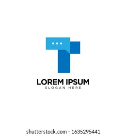 Letter T Chat Logo Template Vector Design Message Icon