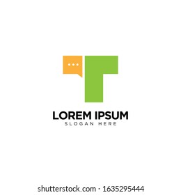Letter T Chat Logo Template Vector Design Message Icon