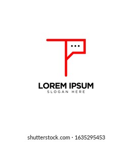 Letter T Chat Logo Template Vector Design Message Icon