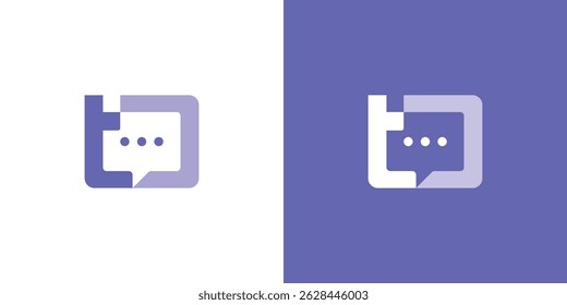 Carta T Bate-papo ou mensagem App Logo Design