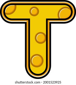 vector de dibujos animados de queso de letra T