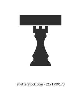 Letter T Chess Game Logo Design Vector Template. Chess Logo Type Symbol