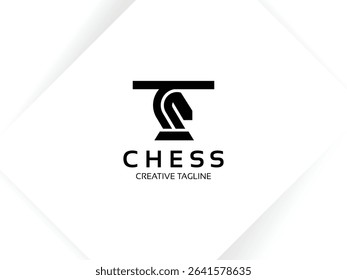 Letter T Chess Logo. Monogram Knight Logo