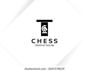 Letter T Chess Logo. Monogram Knight Logo