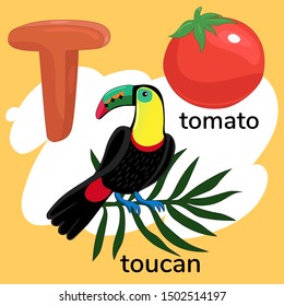 Letter T of the children's alphabet. Vector graphics