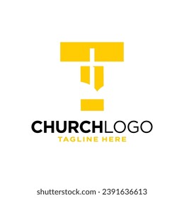 Letter T Church Logo Design Template Inspiration, Vector Illustration.