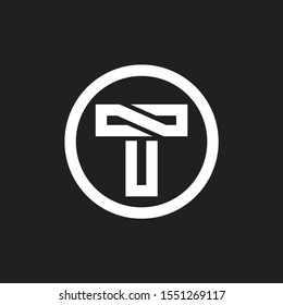 letter t circle geometric line logo vector