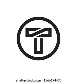 letter t circle geometric line logo vector