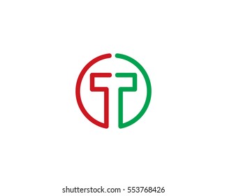 Letter T Circle Line Logo Design Element