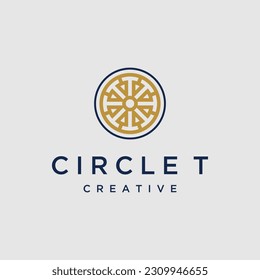 Letter T with circle ornament Logo Design Template Inspiration