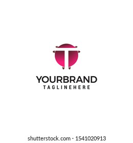 letter T in circle shape logo design concept template