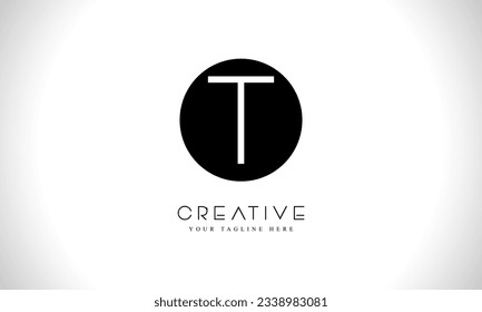 Logo-Designvorlage für Buchstaben T mit schwarzer Farbe