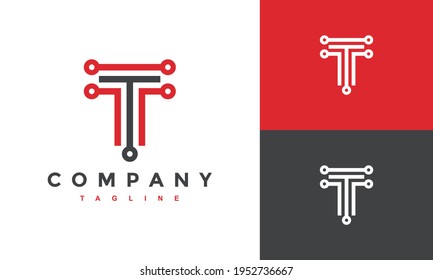 letter T circle tech logo