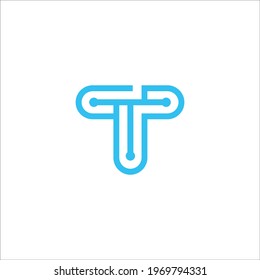 signo vectorial de diseño del logotipo de la placa de circuito T de la letra