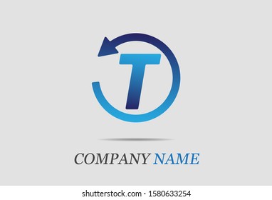 letter T with circular arrow. vector illustration.