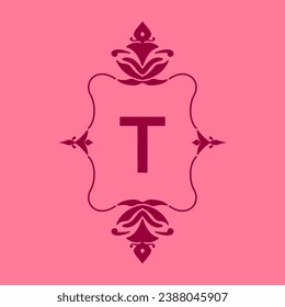 letter T classic beauty vintage initial vector logo frame design
