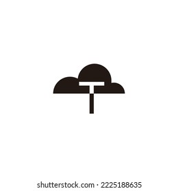 Geometrisches Letter T-Cloud-Symbol mit einfachem Logo, Vektorgrafik