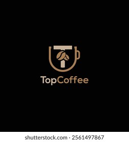 letter t coffe logo design