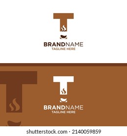 Letter T Coffee Cup, Tea, Chocolate, Logo Design Template Inspiration, Vector Illustration.