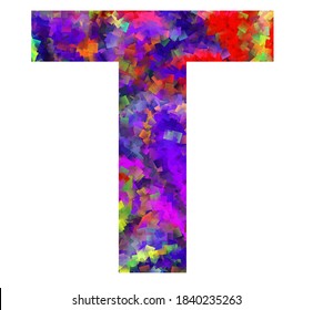 Letter T with colorful abstract inside