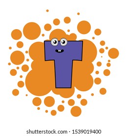 letter T, colorful bubbles for kids to learn