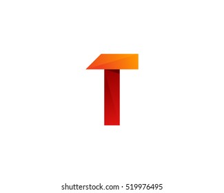 Letter T Colorful Origami 3D Ribbon Logo Design Template Element