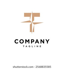 Letter T Compass Logo Icon Vector