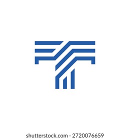 Logotipo de la línea de construcción de la letra T 
