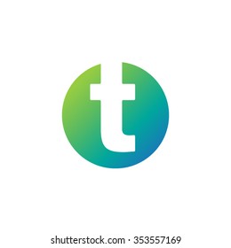 letter t creative circle icon logo blue green