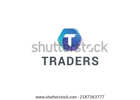 Letter T creative hexagonal 3d modern colorful logo