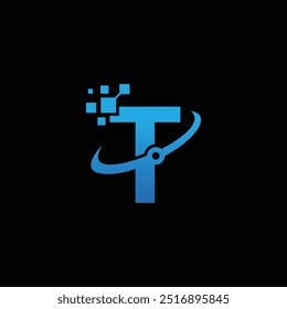 Icono creativo de la tecnología de la letra T, Vector del diseño del logotipo de la tecnología T