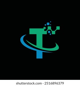 Icono creativo de la tecnología de la letra T, Vector del diseño del logotipo de la tecnología T