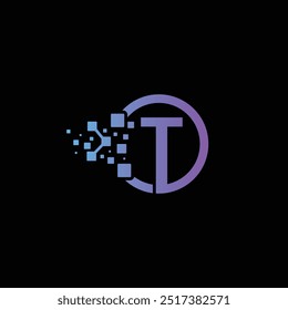 Letra T ícone de tecnologia carta criativa, T tech logotipo design vetor modelo