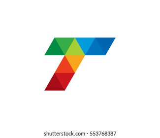 Letter T Creative Triangle Color Logo Design Element