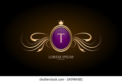 Letter T crest logo. Alphabet logotype vector design.