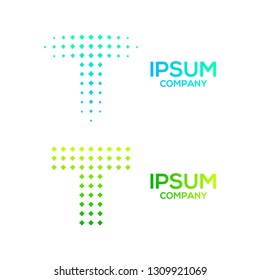 Letter T with Cross Plus or Positive Logos, Dot and Pixel symbol, Technology and Digital icon, Medical Healthcare Hospital Pharmacy Clinic Signs for your Corporate identity