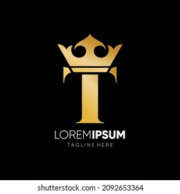 Letter T Crown Logo Design Vector Icon Graphic Emblem Illustration